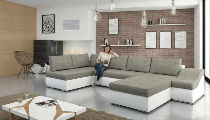 Moderne hoekbank slaapbank bedfunctie bank stoffering hoekbank woonlandschap.