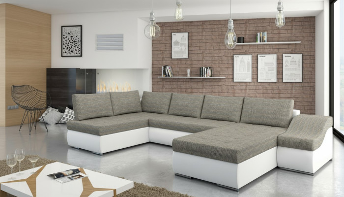 Moderne hoekbank slaapbank bedfunctie bank stoffering hoekbank woonlandschap.