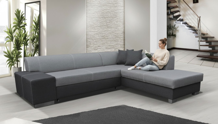 Moderne Design hoekbank Porto bedfunctie bankstel textiel banken slaapbank