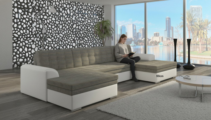Modern Design Hoekbank Vento Slaapfunctie Bank Leer Bekleding Textiel Bankstellen
