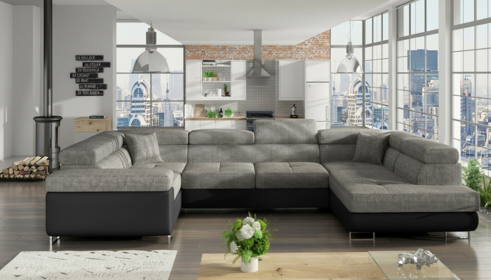 Ontwerp hoekbank slaapbank bedfunctie bank leer bekleding textiel sofa's nieuw 5625