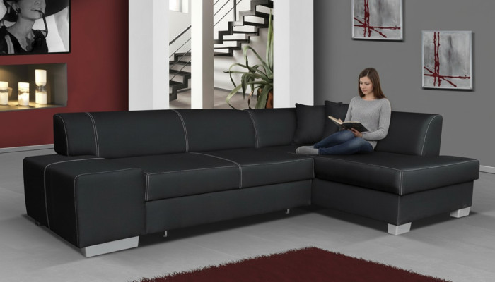 Ontwerp hoekbank slaapbank met bedfunctie bank banken leer textiel bekleding nieuw