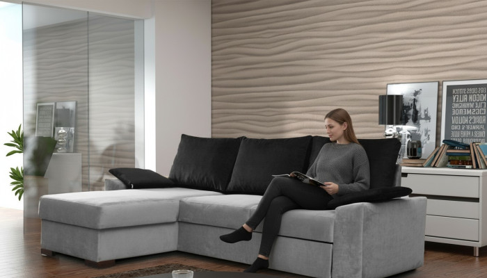 Ontwerp hoekbank slaapbank met bedfunctie bank lederen bekleding textielbanken.