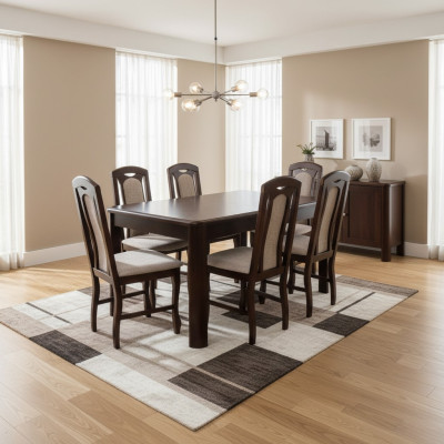 6x Stoelen + Tafel Eetkamerset XXL Set Stoelsets Houten Tafel