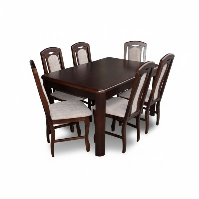 6x Stoelen + Tafel Eetkamerset XXL Set Stoelsets Houten Tafel