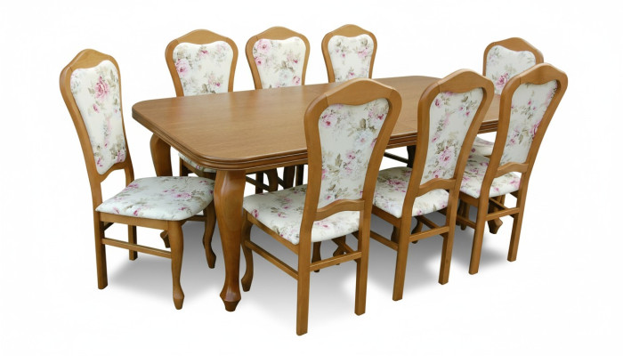 Klassieke designer eetkamerset houten tafel + 8 stoelen stoelenset