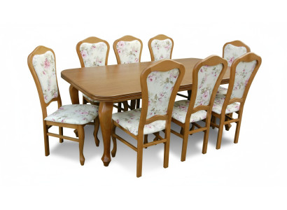 Klassieke designer eetkamerset houten tafel + 8 stoelen stoelenset