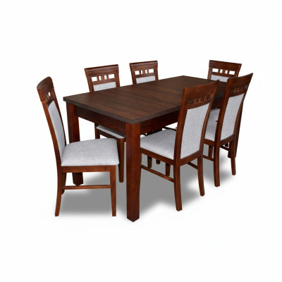 Klassieke designer eetkamerset houten tafel + 6 stoelen stoelset