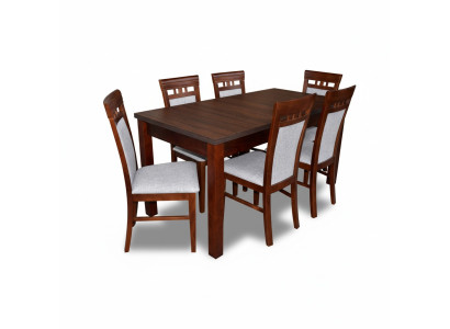 Klassieke designer eetkamerset houten tafel + 6 stoelen stoelset