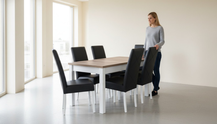 Moderne eetkamer lederen tafelstoelset compleet set 7-delige set