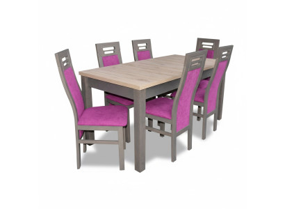 Modern eetkamer houten tafel stoel set compleet set van 7 stuks