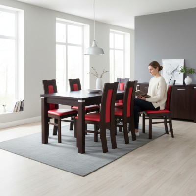 Moderne eetkamertafel en stoelset Tafels + 6 stoelen Designer eetkamerset.