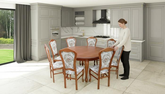 Eettafel set Tafel + 8x Stoelen Stoel Eetkamer set Rond Ronde