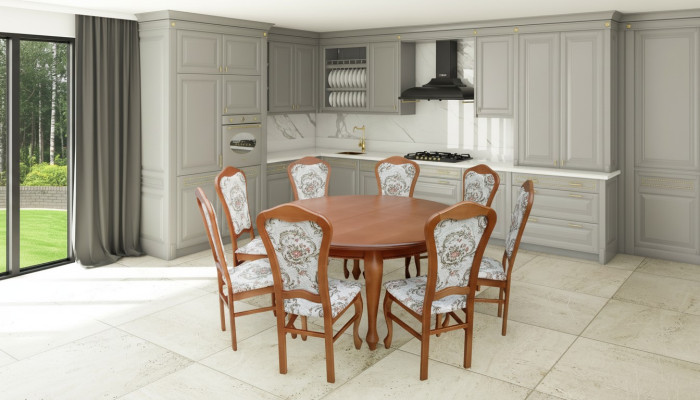 Eettafel set Tafel + 8x Stoelen Stoel Eetkamer set Rond Ronde