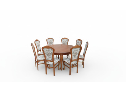 Eettafel set Tafel + 8x Stoelen Stoel Eetkamer set Rond Ronde