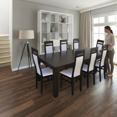 XXL vergadertafel met 8 stoelen, houten tafel met gestoffeerde set, vergadertafels.