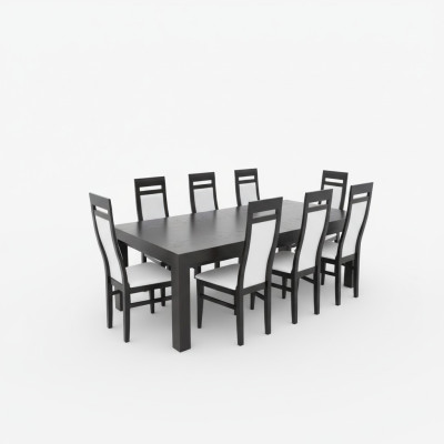 XXL vergadertafel met 8 stoelen, houten tafel met gestoffeerde set, vergadertafels.
