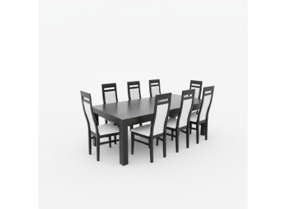 XXL vergadertafel met 8 stoelen, houten tafel met gestoffeerde set, vergadertafels.