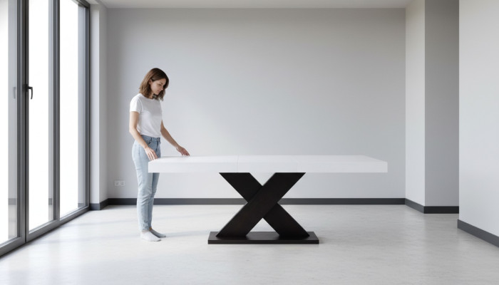 Uittrekbare design houten tafel eettafel woonkamer houten tafels massief.