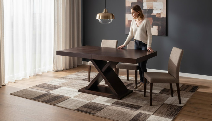 Uittrekbare design houten tafel eettafel woonkamer hout decor tafels massief.