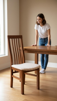 Luxe design gestoffeerde stoel stoelen zitting rug kantoor kantoor eetkamer hout K5