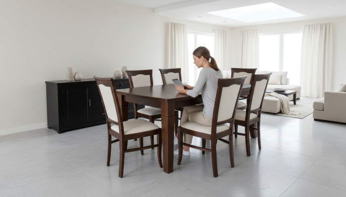 Ontwerptafel + 6 stoelsets Volledige woonkamer eetkamer