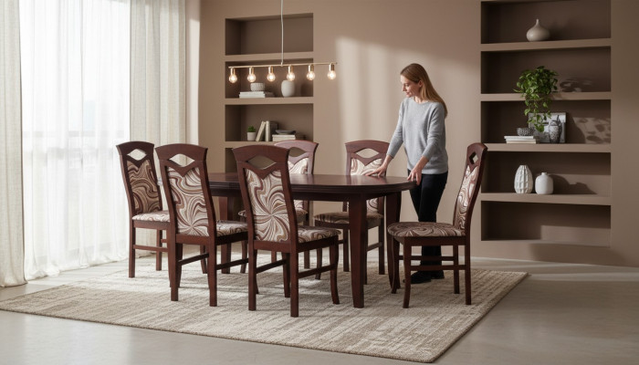 Ontwerper eettafelgroep + 6 stoelen stoel tafels houten tafel kantoor