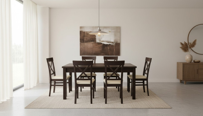 Ontwerper Eettafel Eetkamer + 6 Stoelen Groep Stoel Tafels Houten Tafel