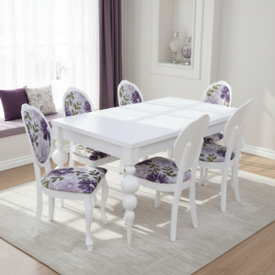 Klassieke eettafel met 6 stoelen eetkamergroep stoel tafels