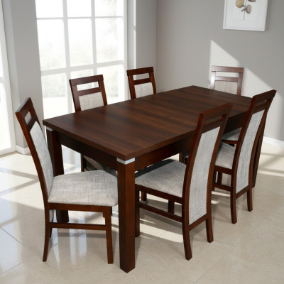 Ontwerp eethoek eettafel set eetkamer tafel hout 6x stoelen stoel