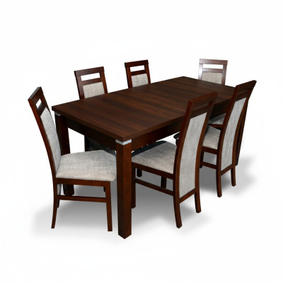 Ontwerp eethoek eettafel set eetkamer tafel hout 6x stoelen stoel
