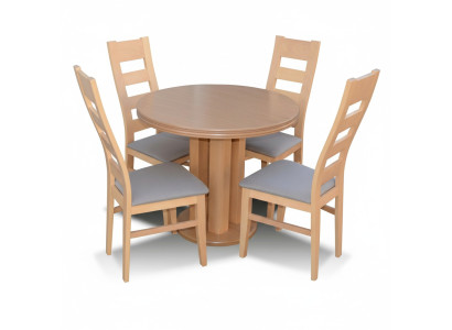 Klassieke ronde tafel van houten design eetkamertafel met 4 stoelen.