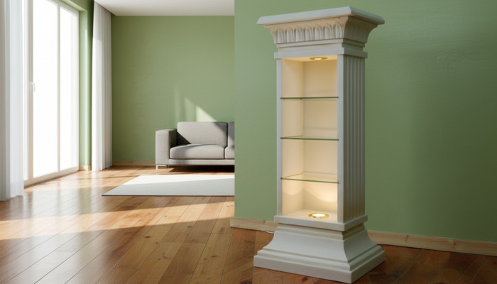 Ontwerp Vitrinekast Glazen Pilaar Vitrinekasten Rekken CD-kast Lamp 6894 Nieuw.