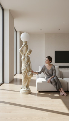 Antieke stijl figuur levensgroot met verlichting vloerlamp lamp lampen staande lamp