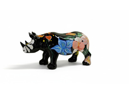 Ontwerp van een neushoorn in bloemenvorm standbeeld sculptuur figuren beeldjes decoratie Nieuw 3095