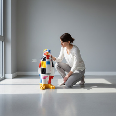 XXL Designer Figur Handgemacht Bemalt Skulptur Statue Skulpturen Pinguin