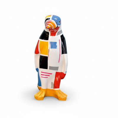 XXL Designer Figur Handgemacht Bemalt Skulptur Statue Skulpturen Pinguin