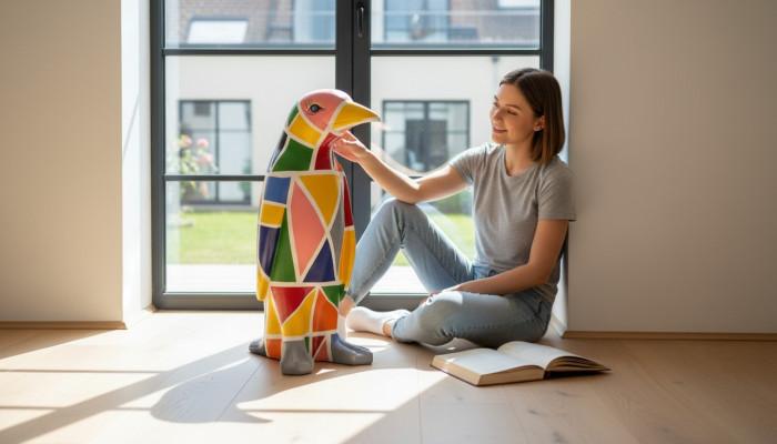 Ontwerp luxe figuur sculptuur handgemaakt XXL 67cm Pinguïn dier sculpturen figuren