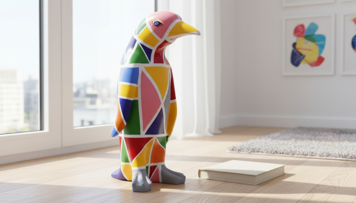 Ontwerp luxe figuur sculptuur handgemaakt XXL 67cm Pinguïn dier sculpturen figuren