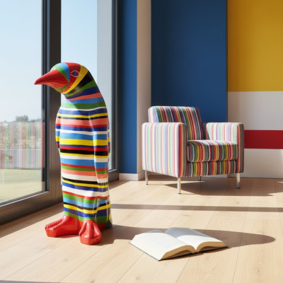 XXL Ontwerper figuur Handgemaakt Beschilderd Beeldhouwwerken Beeld Sculptuur Standbeeld Pinguïn