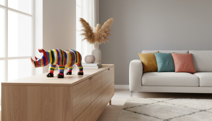 Ontwerp Neushoorn Figuur Standbeeld Sculptuur Figuren Sculpturen Decoratie Deco 3092 Nieuw