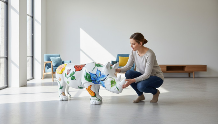 Ontwerp Neushoorn Figuur Standbeeld Sculptuur Figuren Sculpturen Decoratie Deco 3094 Nieuw