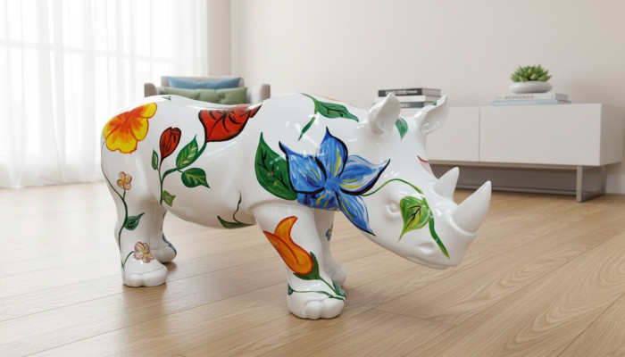 Ontwerp Neushoorn Figuur Standbeeld Sculptuur Figuren Sculpturen Decoratie Deco 3094 Nieuw