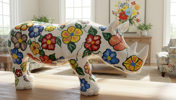 Ontwerp Nashorn Figuur Standbeeld Sculptuur Figuren Beeldhouwwerken Decoratie Deco 3096 Nieuw