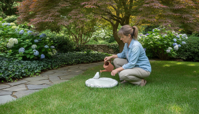 Vogel Drinkplaats Sculptuur Ontwerp Figuur Standbeeld Tuinfiguren Decoratieve Beelden