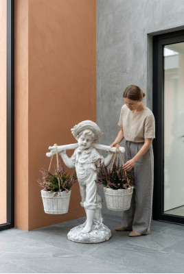 Figuur Wit Bloempot Plantenbak Decoratie Beeld Bloempotten Tuin
