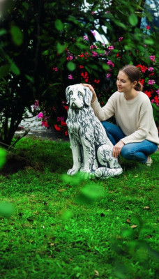 Tuindecoratie Hond Standbeeld Beeld Grijs Beeldhouwwerken Ontwerper