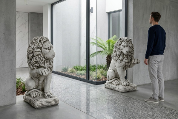 Tuindecoratie Leeuwenstandbeeld Sculptuur Figuren Sculpturen Natuurontwerper