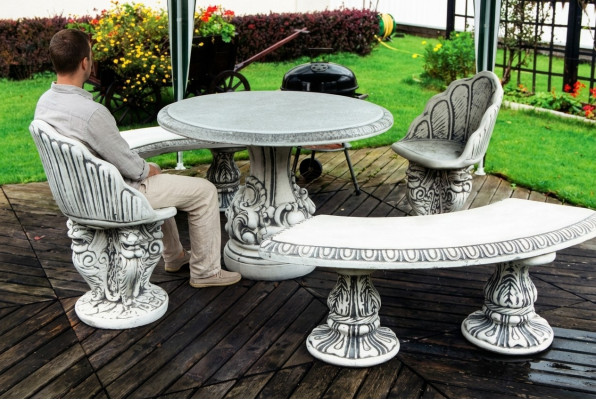 Antieke stijl stenen stoel bank tuinstoel terras luxe ontwerp troon