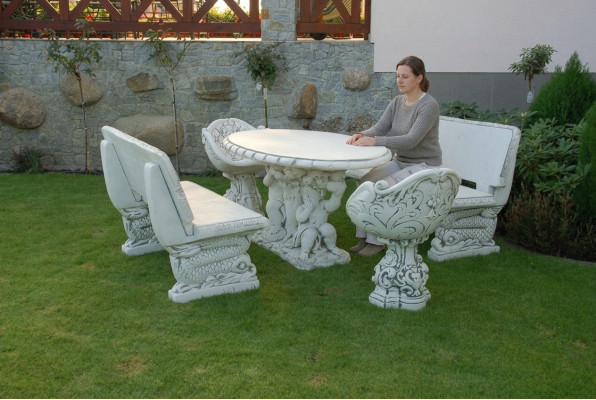 Stoelen Stoel Fauteuil Tuin Meubels Troon Steen Figuur Standbeeld Antieke Stijl